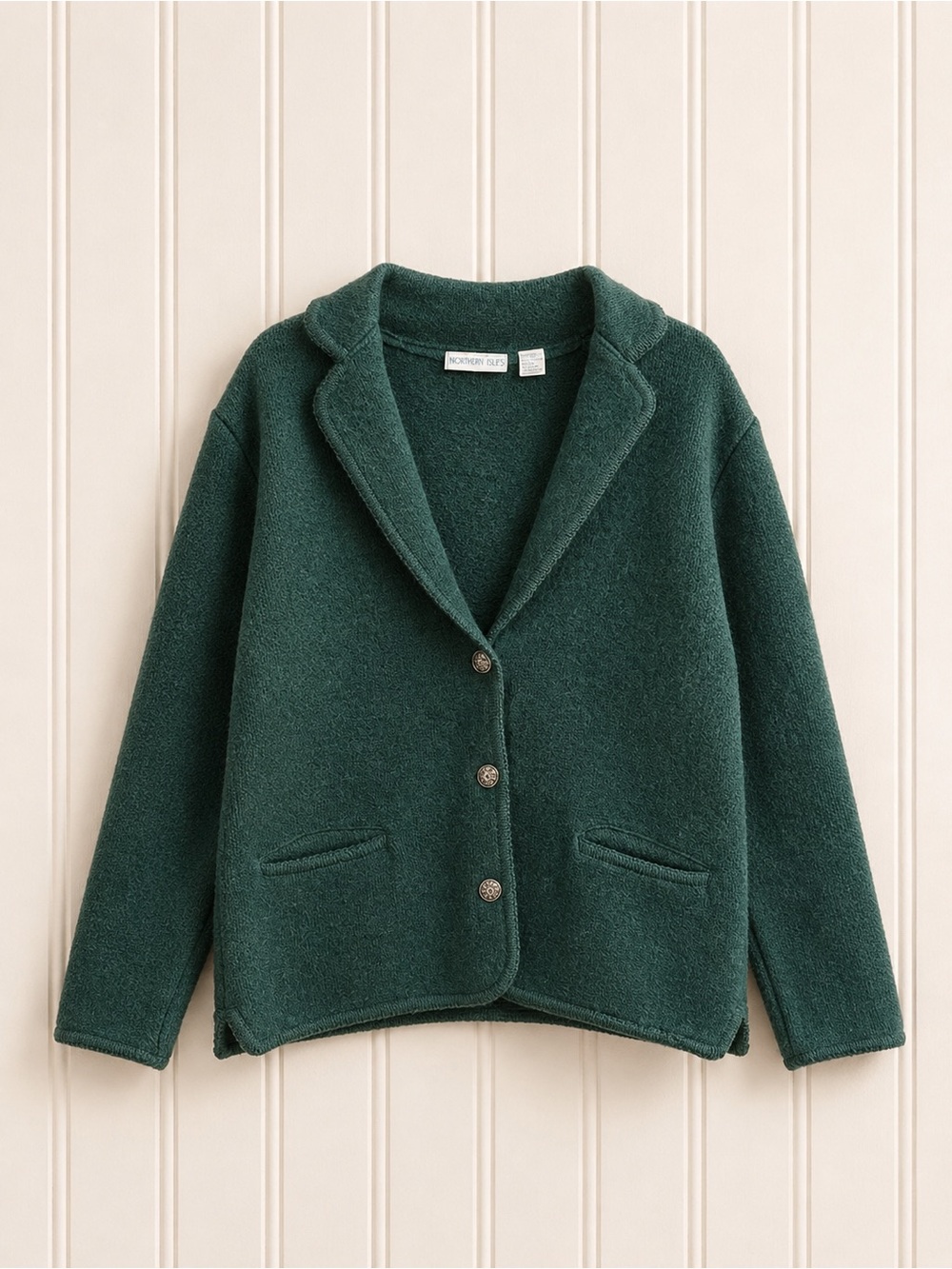 Vintage 90s teal green wool blazer jacket